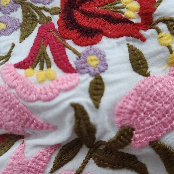 Free People Sunbeams Mini Dress Size XS Off Shoulder Embroidered Boho Peasant - Picture 4 of 15